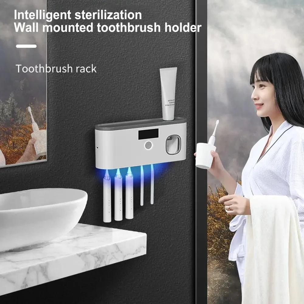 UV Toothbrush Organizer Toothpaste Dispenser