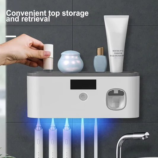 UV Toothbrush Organizer Toothpaste Dispenser